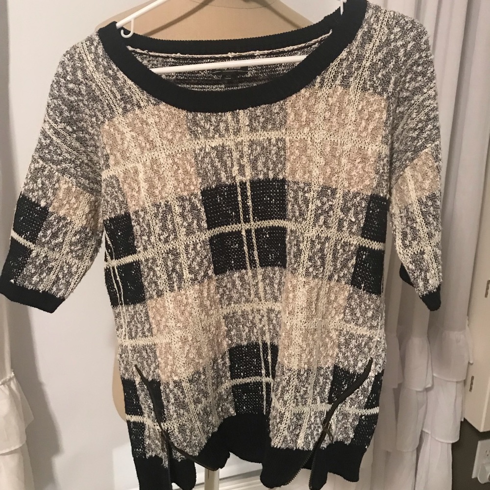 Lucky Brand Short Sleeve Sweater with zippers.